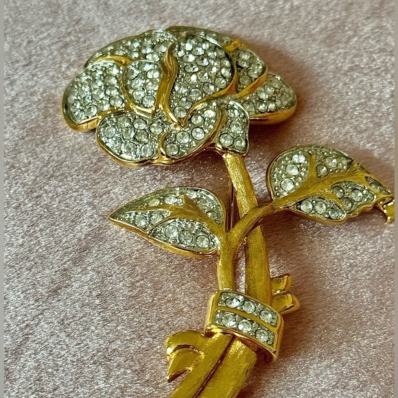 Nolan Miller Glamor Collection Crystal Flower Brooch Vintage 90s - Picture 3 of 4